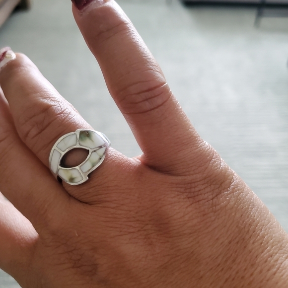 Silver 925 marble women's ring size 7 - Picture 2 of 4